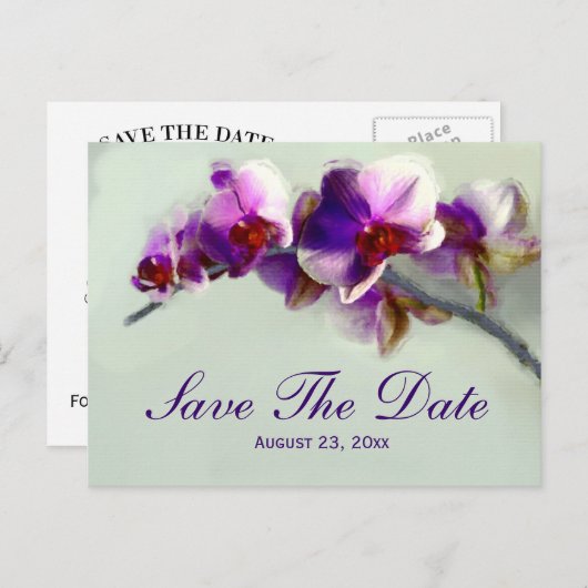 Radiant Orchid Painting Save the Date Wedding Card Ankündigungspostkarte (Vorne/Hinten)