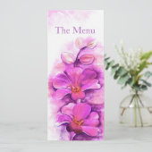 Radiant orchid stylisierte Kunst Hochzeitsmenü Menükarte (Stehend Vorderseite)