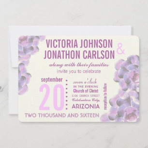 Radiant Orchid Sukkulent Moderne Typografie Hochze Einladung