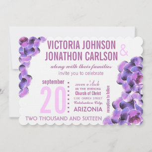 Radiant Orchid Sukkulent Moderne Typografie Hochze Einladung