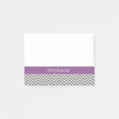 Radiant Orchid und Gray Chevrons Individuelle Name Post-it Klebezettel (Vorderseite)