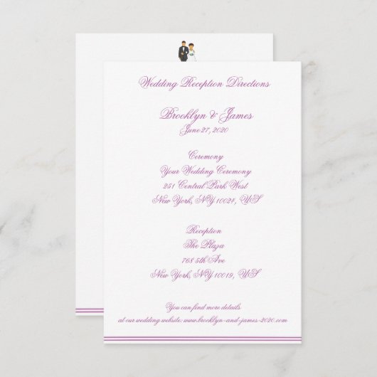 Radiant Orchid Wedding Maps und Anleitungen Begleitkarte (Vorne/Hinten)