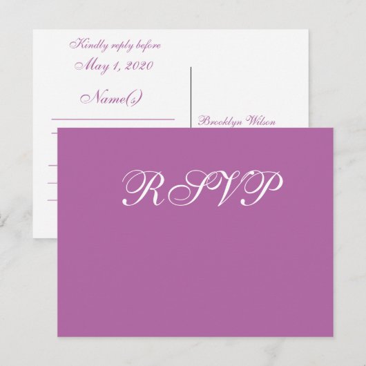 Radiant Orchid Wedding RSVP Postkarten (Vorne/Hinten)