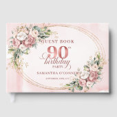 Radiant Pale Pink Gold Eucalyptus 90th Birthday  Gästebuch (Vorderseite)