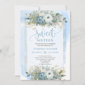 Radiant Pastel Blue White Peonies Sweet 16 Invite Einladung (Vorderseite)