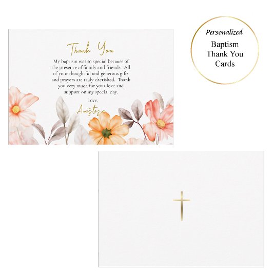 Radiant Pastel Spring Flowers Orthodox Baptism Dankeskarte