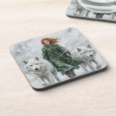 Radiant Peace Dove Lantern Imbolc Snowdrops Art Getränkeuntersetzer (Linke Seite)