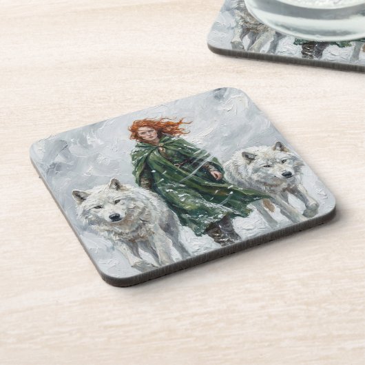 Radiant Peace Dove Lantern Imbolc Snowdrops Art Getränkeuntersetzer (Linke Seite)