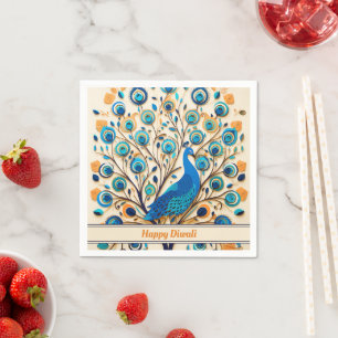 🦚 Radiant Peacock Diwali Segen Serviette