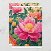 "Radiant Peonies: Hyper-Realistische Blüten" Einladung (Vorne/Hinten)