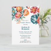 Radiant Peony Bouquet Couples Dusche Einladung (Stehend Vorderseite)