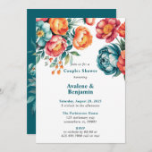 Radiant Peony Bouquet Couples Dusche Einladung (Vorne/Hinten)