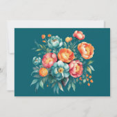 Radiant Peony Bouquet Liebe und Dankkarte Einladung (Rückseite)