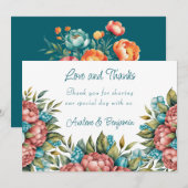 Radiant Peony Bouquet Liebe und Dankkarte Einladung (Vorne/Hinten)