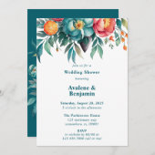 Radiant Peony Bouquet Wedding Einladung (Vorne/Hinten)