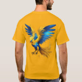 Radiant Phoenix Sky T - Shirt: Blau & Gelb Schönhe T-Shirt (Rückseite)