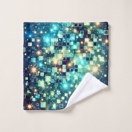 Radiant Pixel Bokeh Badhandtuch Set (Waschlappen)