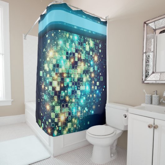 Radiant Pixel Bokeh Duschvorhang (Beispiel)