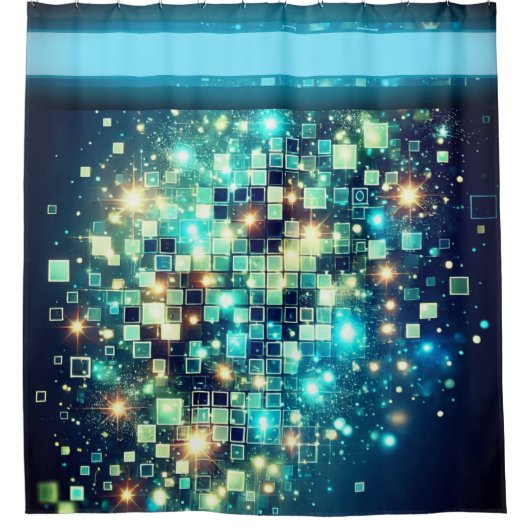 Radiant Pixel Bokeh Duschvorhang (Vorderseite)