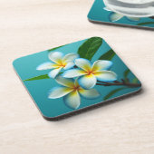 Radiant Plumeria Blooms Getränkeuntersetzer (Linke Seite)