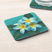 Radiant Plumeria Blooms Getränkeuntersetzer (Linke Seite)