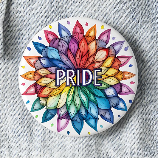 Radiant PRIDE Month Mandala Button