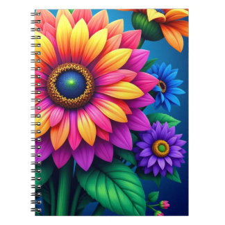 Radiant Rainbow Bloom Bouquet Notizbuch Notizblock