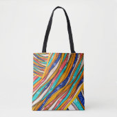 Radiant Rainbow Elegance: Stilvolle Gemusterte Tas Tasche (Vorderseite)