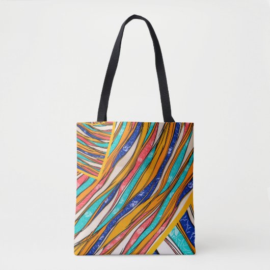 Radiant Rainbow Elegance: Stilvolle Gemusterte Tas Tasche (Vorderseite)