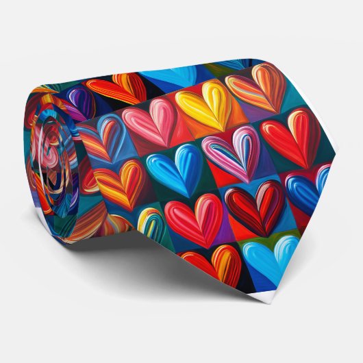 Radiant Rainbow Hearts Krawatte (Gerollt)