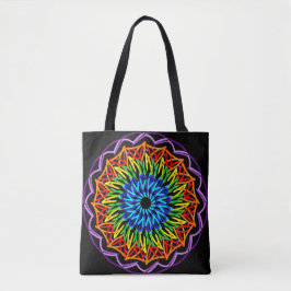 Radiant Rainbow Mandala - Lebhafte Farben Tasche