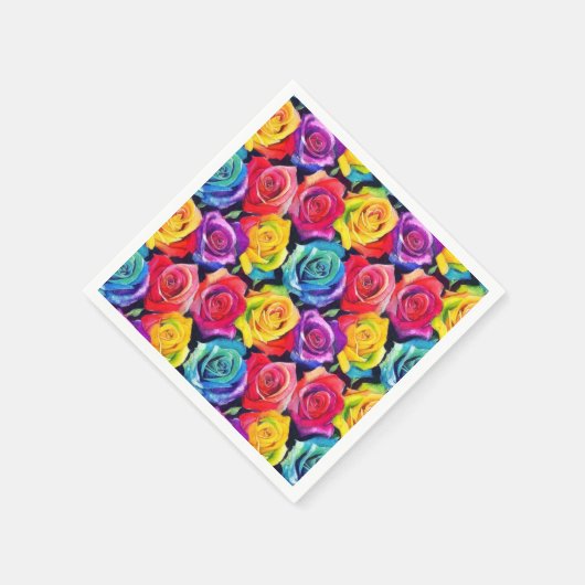 Radiant rainbow roses, floral pattern serviette (Ecke)