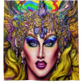 Radiant Rainbow-Themed Art Piece Drag Queen Duschvorhang (Vorderseite)