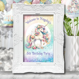 Radiant Rainbow Unicorn Geburtstag Begrüßungszeich Poster