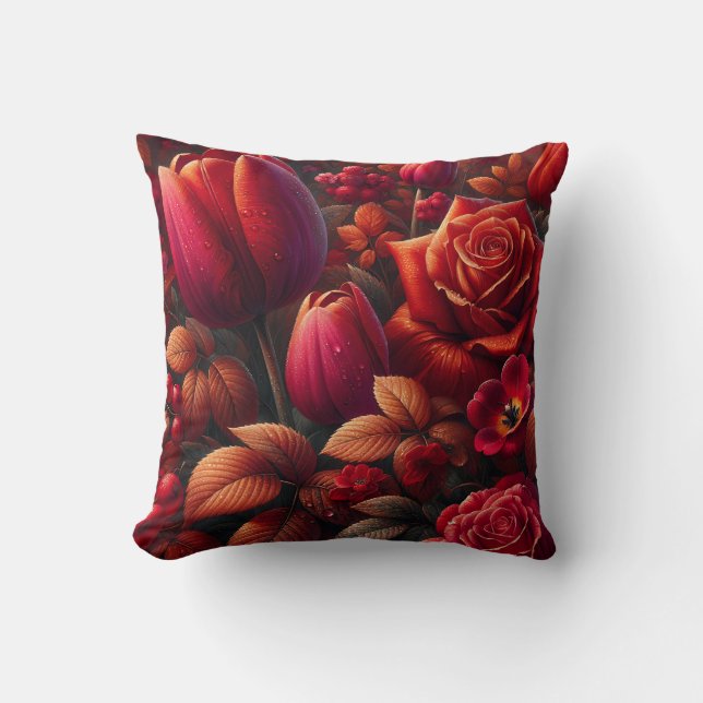 "Radiant Raindrop Fall Floral Art" Kissen (Vorderseite)