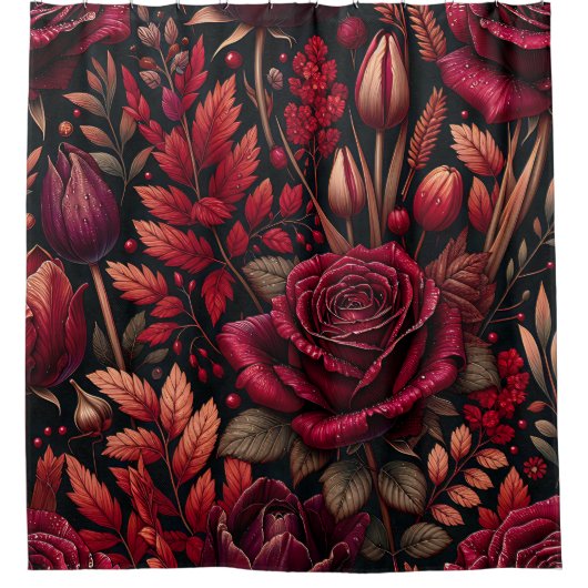 "Radiant Raindrop Fall Foliage Floral Art" Duschvorhang (Vorderseite)