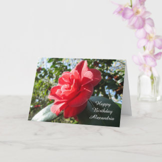 Radiant Red Camellia - Personalisierter Geburtstag Karte