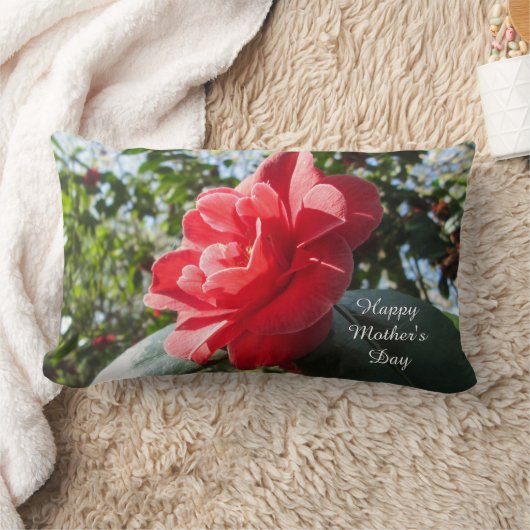 Radiant Red Camellia - Personalisierter Muttertag Lendenkissen (Decke)
