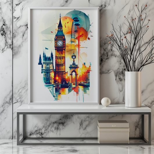Radiant Rhapsody: Londons Big-Ben und London Eye Poster