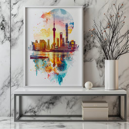 Radiant Rhapsody: Shanghais Pudong Skyline Poster
