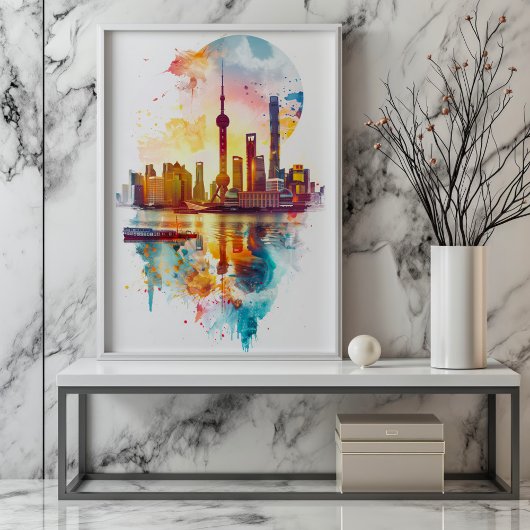 Radiant Rhapsody: Shanghais Pudong Skyline Poster