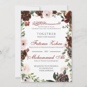 Radiant Rote Rose Muslim Wedding Nikah Einladung (Vorderseite)