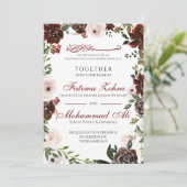 Radiant Rote Rose Muslim Wedding Nikah Einladung (Stehend Vorderseite)