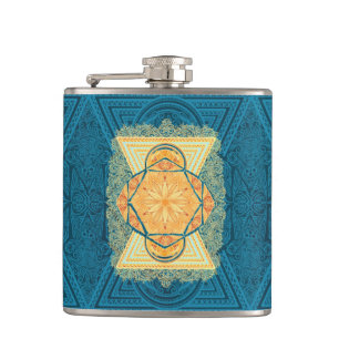 Radiant Sacred Geometry Mandala Flachmann