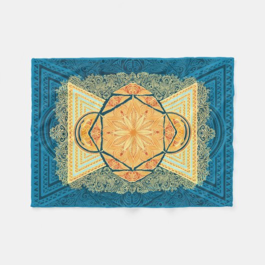 Radiant Sacred Geometry Mandala Fleecedecke (Vorderseite (Horizontal))