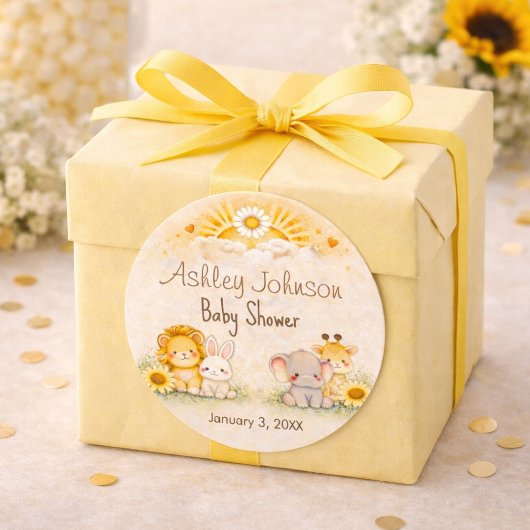 Radiant Safari Sun Jungle Emblem Runder Aufkleber