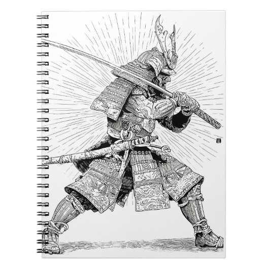 Radiant Samurai Warrior Ink Illustration Notizblock (Vorderseite)