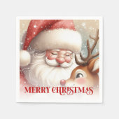 Radiant Santa Rudolph Xmas Party Napkins Serviette (Vorderseite)