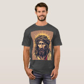 Radiant Savior: Jesus mit Kronleuchter des Thorns- T-Shirt (Vorne ganz)