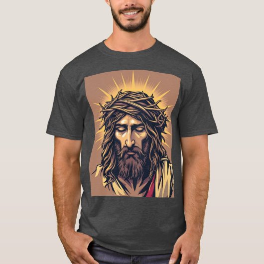Radiant Savior: Jesus mit Kronleuchter des Thorns- T-Shirt (Vorderseite)